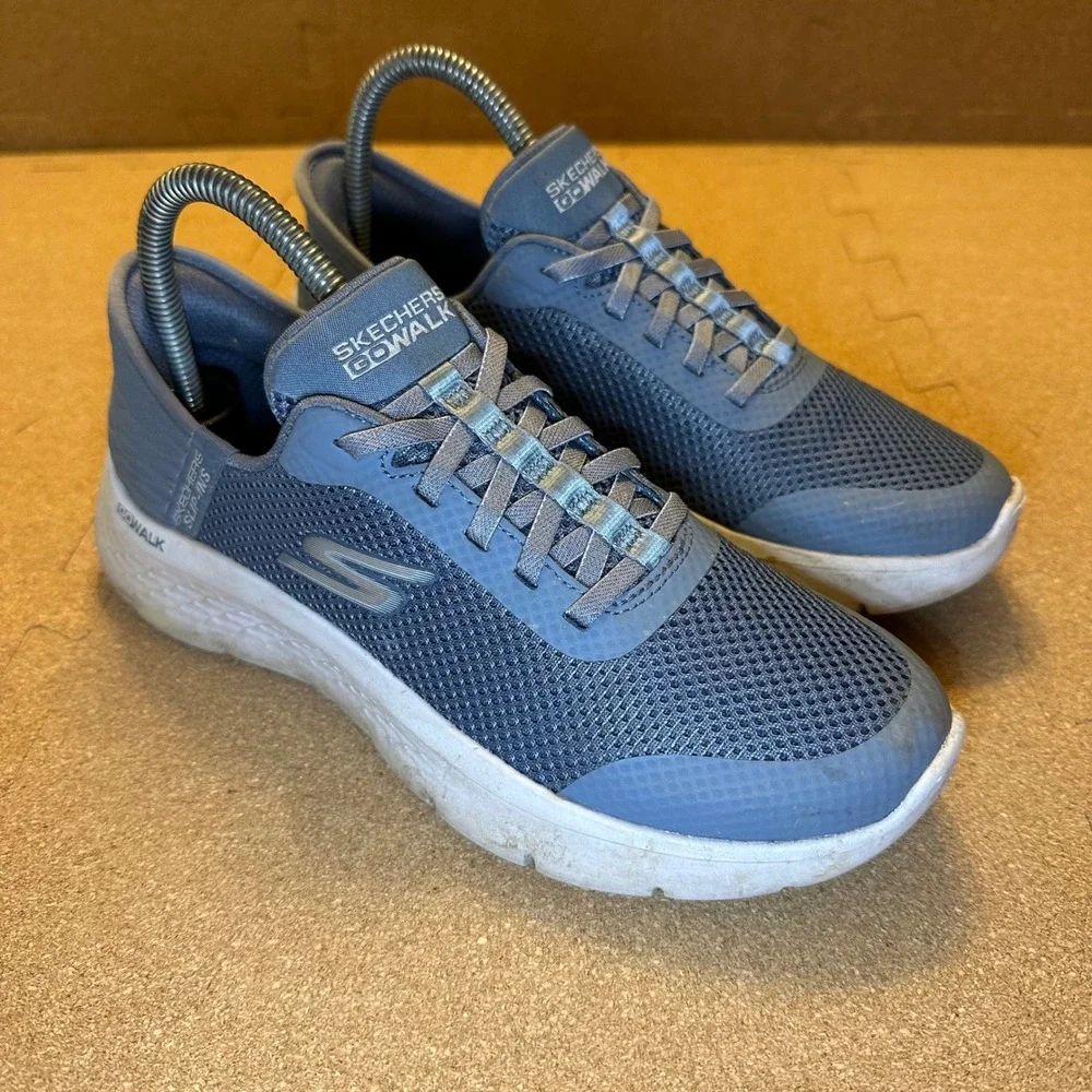 Skechers GoWalk Slip-Ins Women 6.5 Blue Walking Shoe Sneaker 124836 Mesh Comfort